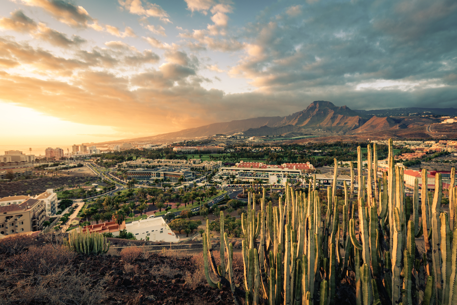 Aerial view on Adeje and Las Americas during wonderful sunset, Tenerife, Spain. All About Tenerife Things To Do In Tenerife Most Popular Attractions In Tenerife