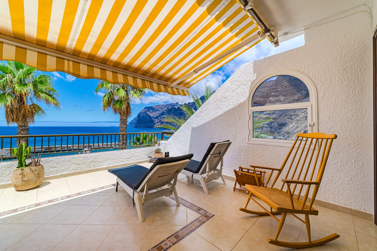 For Holiday Rent Two Bedroom Apartment Ocean View Terrace Swimming Pool Puerto de Santiago Los Gigantes 30 Sunset Dreams by Dream Homes Tenerife Terrace Real Estate Dream Homes Tenerife