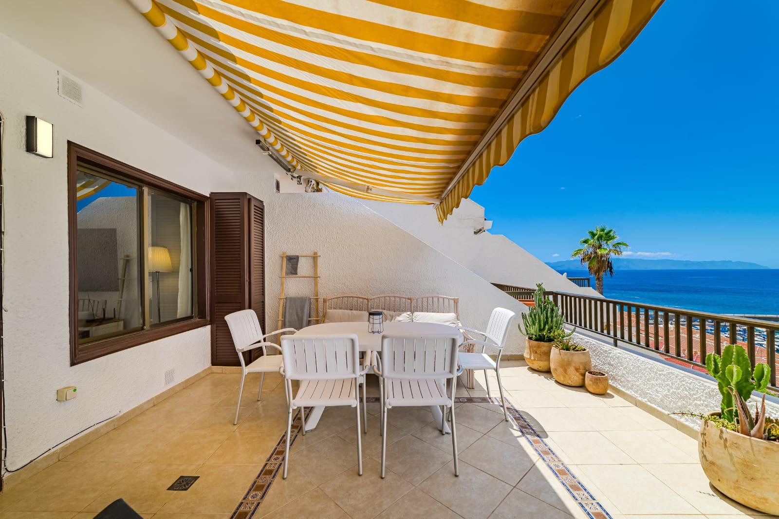 For Holiday Rent Two Bedroom Apartment Ocean View Terrace Swimming Pool Puerto de Santiago Los Gigantes 32 Sunset Dreams by Dream Homes Tenerife Terrace Real Estate Dream Homes Tenerife