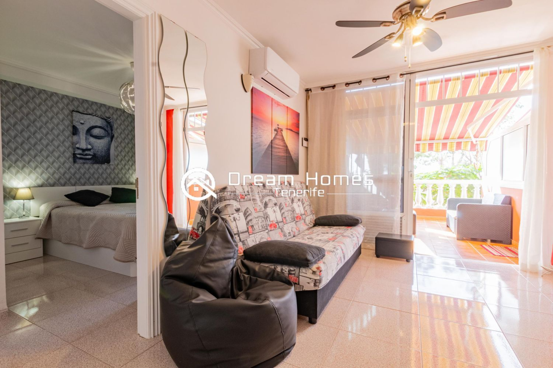 Breathtaking 1-Bedroom Apartment in Los Gigantes Living Room Real Estate Dream Homes Tenerife